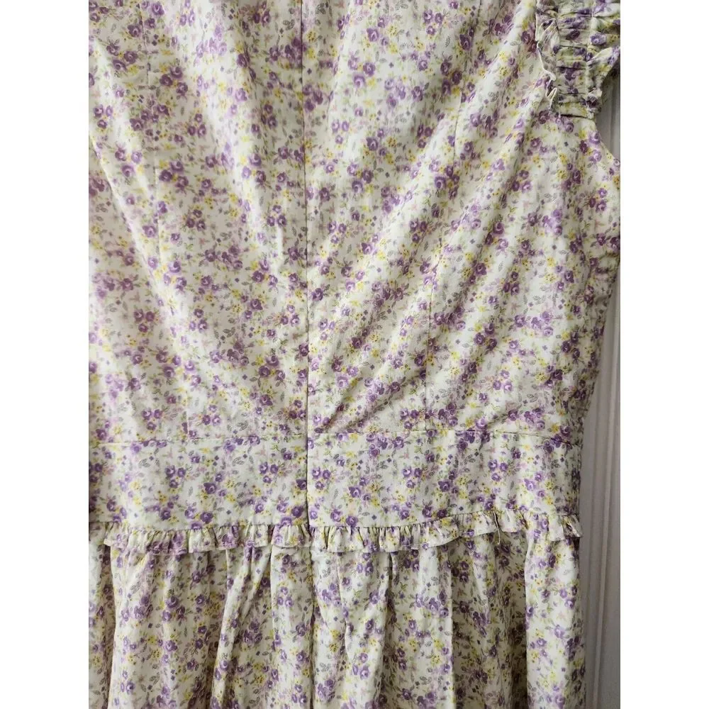 LINI Melissa floral Dress fit and flare ruffle Button Lavander Color Size XS - Picture 5 of 14